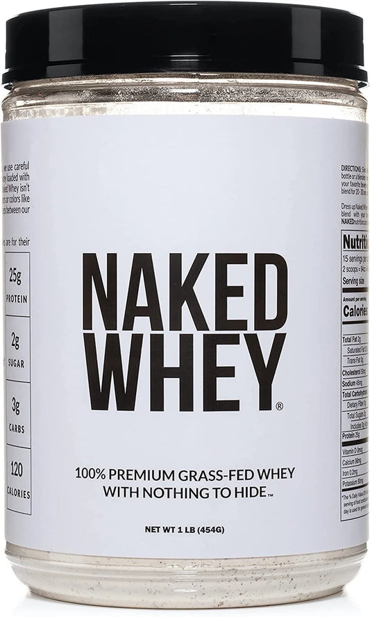 Naked Whey 1Lb - Only 1 Ingredient, Grass Fed Whey Protein Powder, Undenatured, No Gmos, No Soy, Gluten Free, Stimulate Growth, Enhance Recovery - 15 Servings