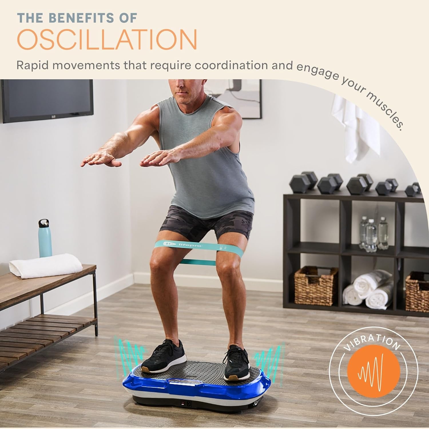 Vibration Plate Exercise Machine - Whole Body Workout Vibration Fitness Platform W/ Loop Bands - Home Training Equipment