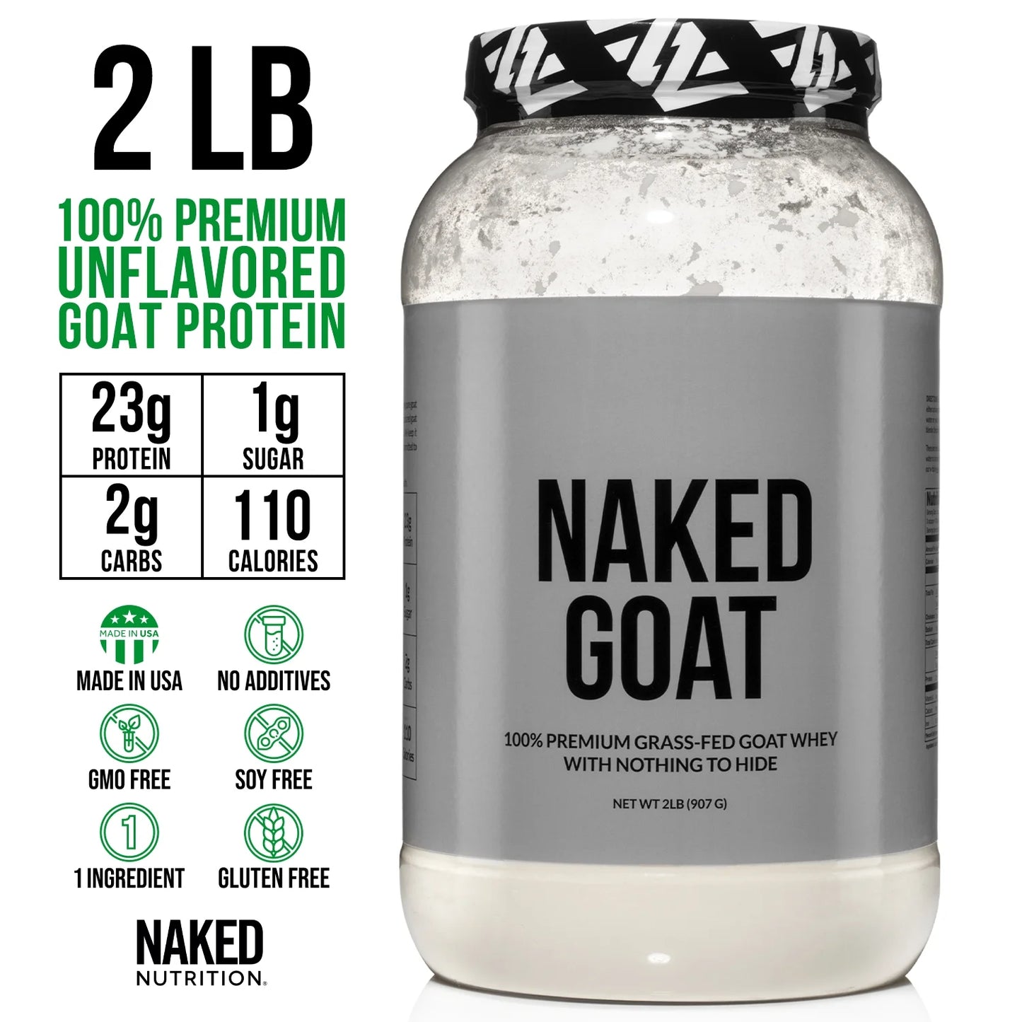 Naked Goat - Pasture Fed Goat Whey Protein Powder, 23G Protein, 2LB - 30 Servings