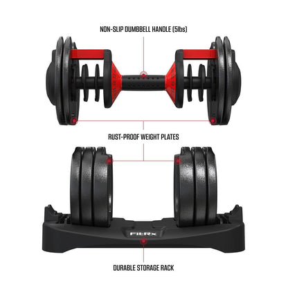 Smartbell Quick-Select Adjustable Dumbbell 5-52.5 Lbs. Weight Black Ingle