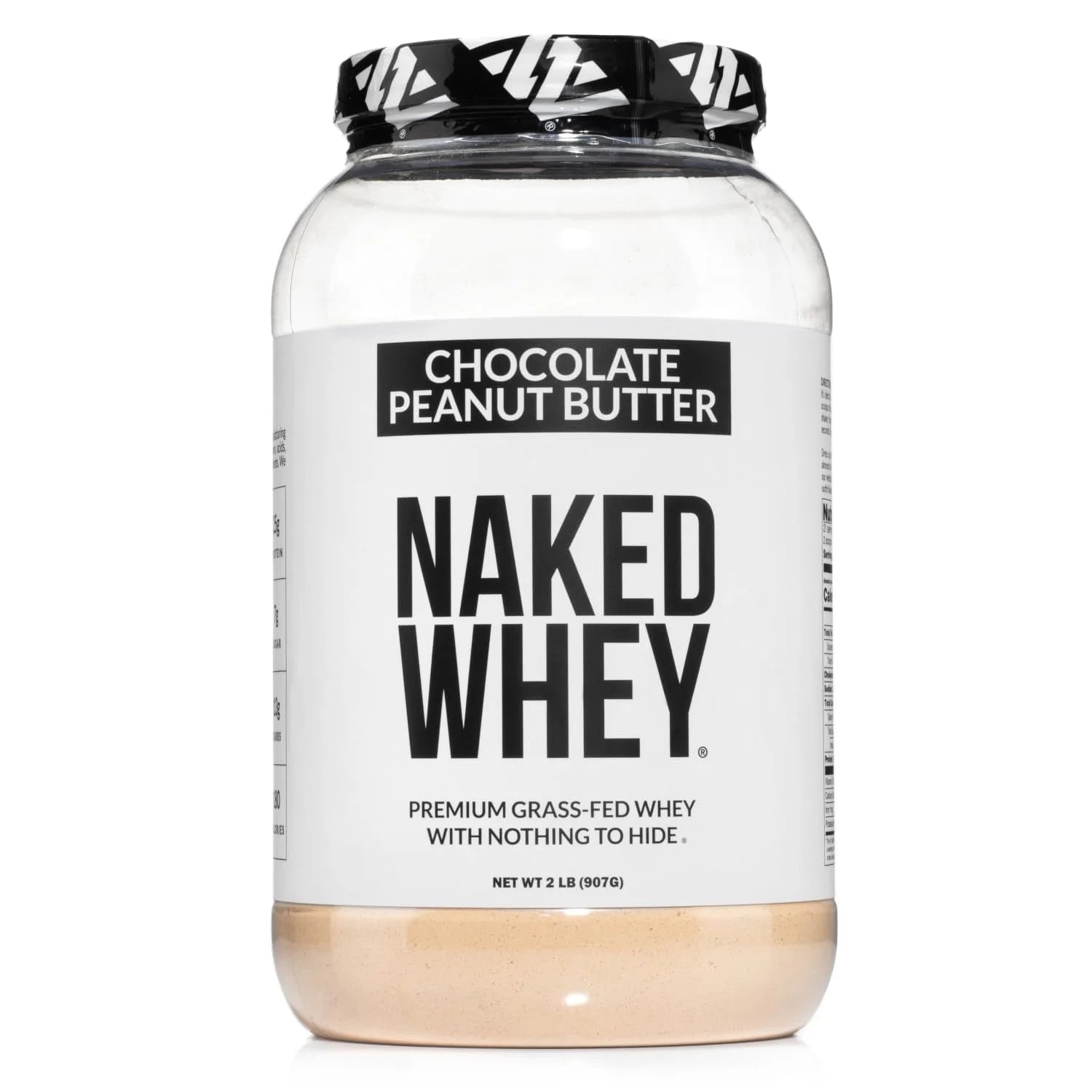 Naked Chocolate Peanut Butter Grass Fed Whey, 25G Protein, Nothing Artificial, 2LB - 21 Servings