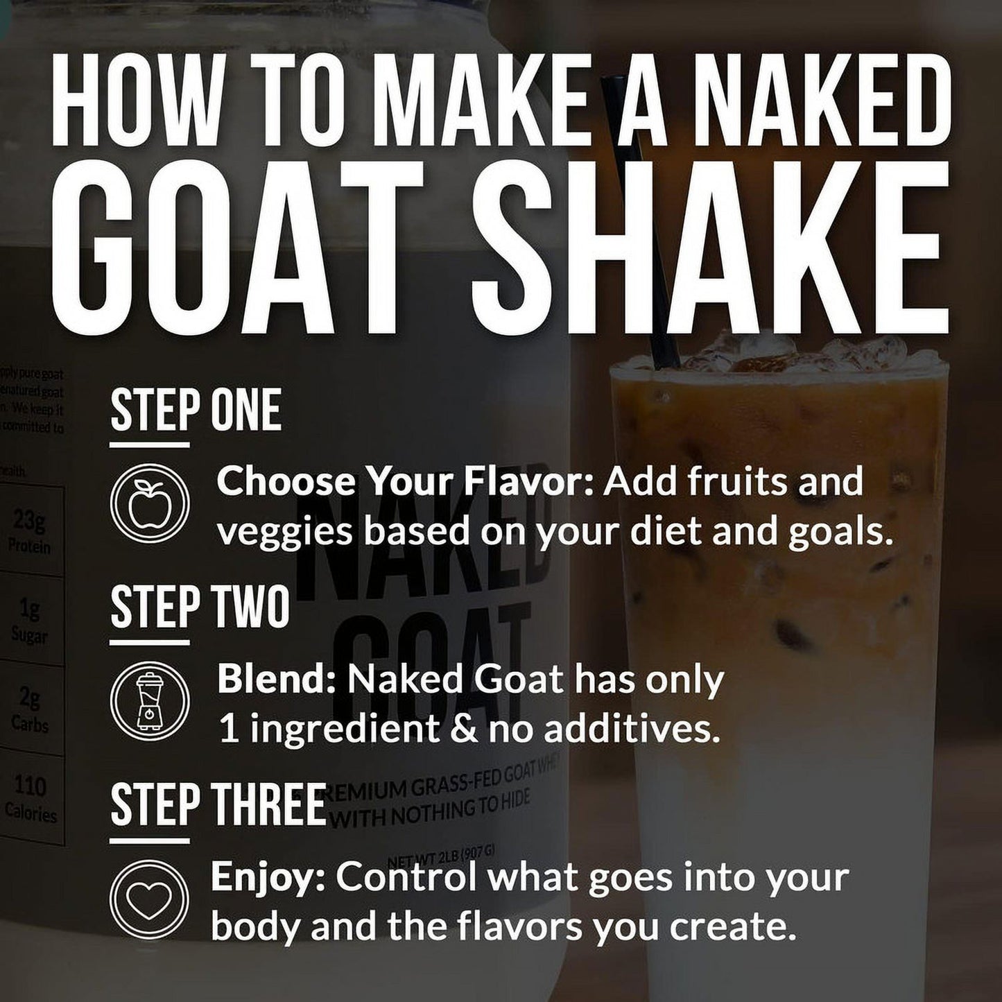 Naked Goat - Pasture Fed Goat Whey Protein Powder, 23G Protein, 2LB - 30 Servings