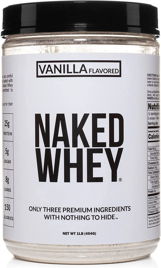 Vanilla Whey Protein 1Lb, Only 3 Ingredients, All Natural Grass Fed Whey Protein Powder + Vanilla + Coconut Sugar- Gmo-Free, Soy Free, Gluten Free. Aid Muscle Growth, 12 Servings