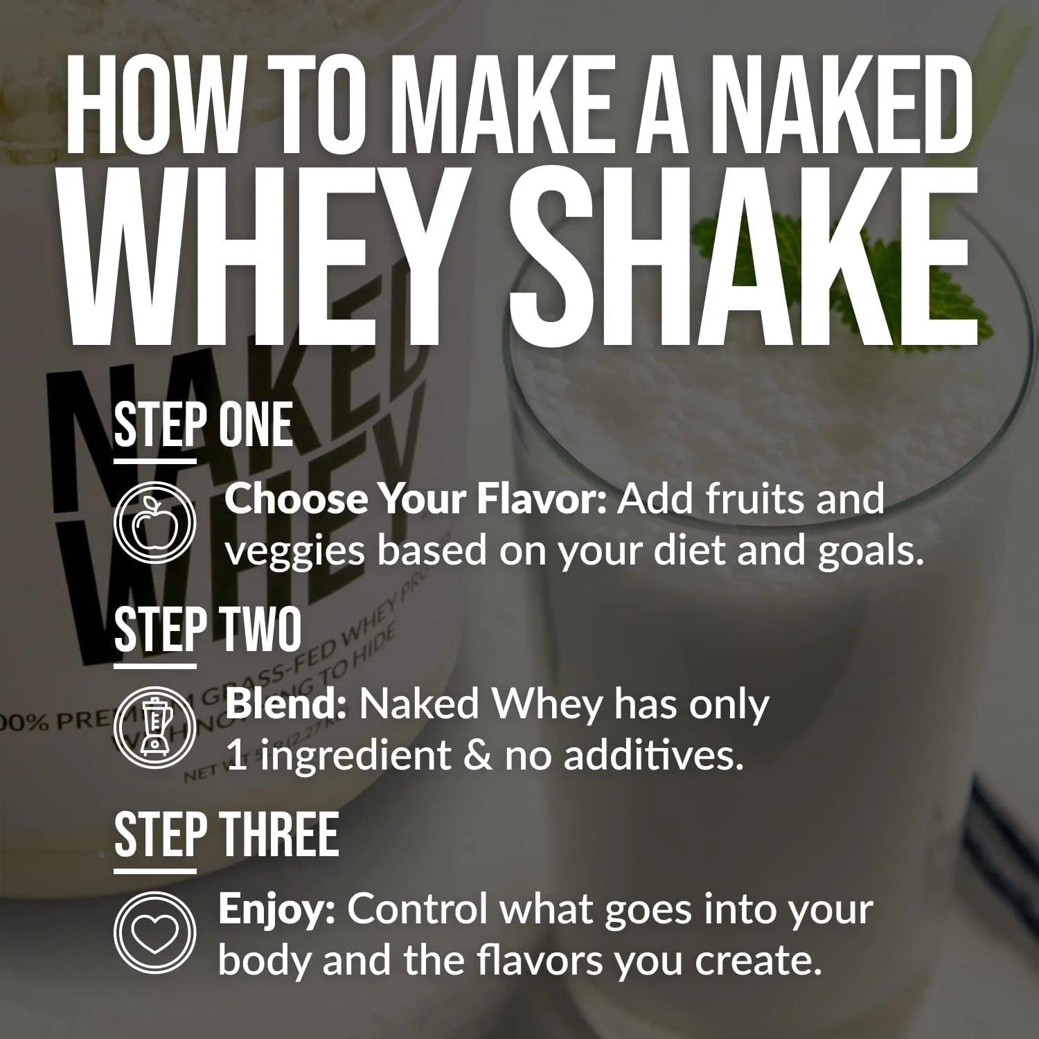 Naked Whey 1Lb - Only 1 Ingredient, Grass Fed Whey Protein Powder, Undenatured, No Gmos, No Soy, Gluten Free, Stimulate Growth, Enhance Recovery - 15 Servings