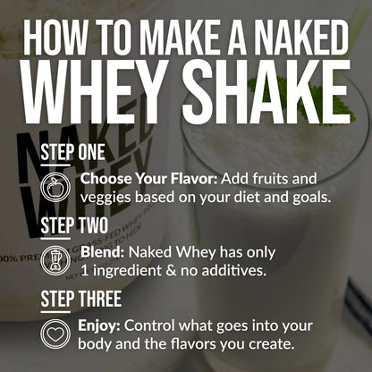 Naked Whey 1Lb - Only 1 Ingredient, Grass Fed Whey Protein Powder, Undenatured, No Gmos, No Soy, Gluten Free, Stimulate Growth, Enhance Recovery - 15 Servings