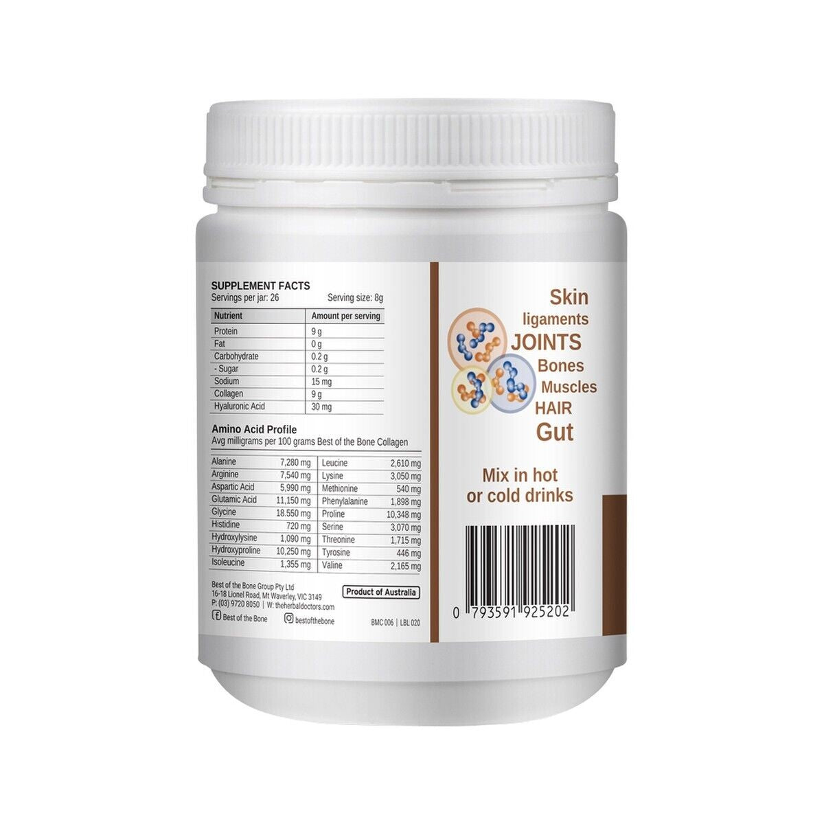 New Best of the Bone Raw Organic Cacao Multi-Collagen Protein Powder 210G