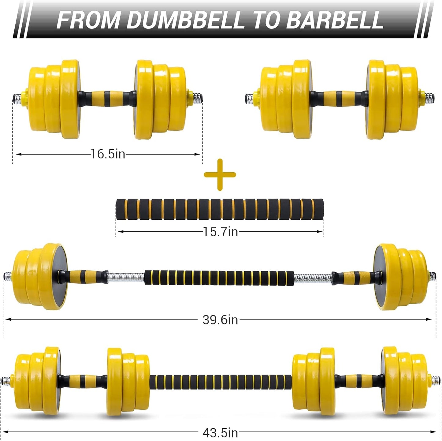 Adjustable Dumbbells Weights Set of 2, Dumbbell Barbell 2 in 1, Easy Assembly save Space, Home Gym Hand Equipment for Men and Women Workout